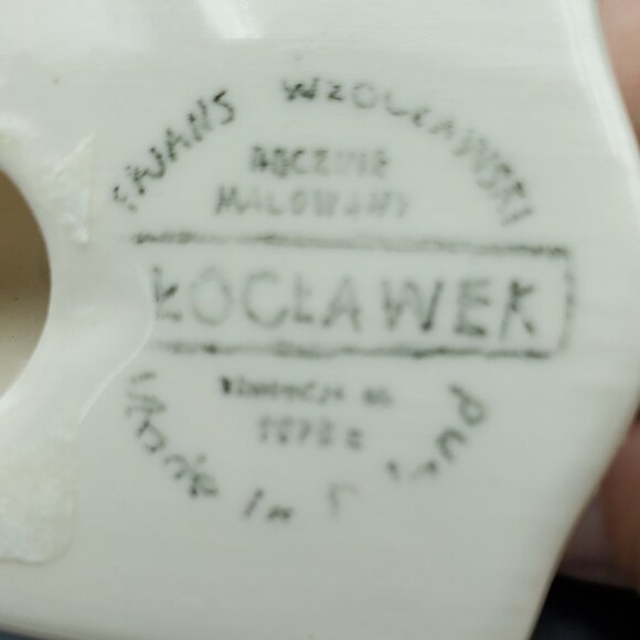 Polish Pottery Green Wave Horse Figurine Green Flowers on White Horse Statue - Picture 6 of 7